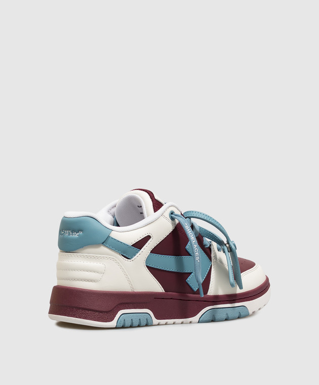 Off-White Детские бордовые кожаные кроссовки Out Of Office с патчем логотипа OF06017210 изображение 3