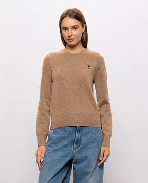 Ami Paris Коричневый джемпер из шерсти мериноса FKS826001