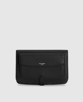Dolce&Gabbana Черный кожаный клатч с принтом логотипа BM2770A0370