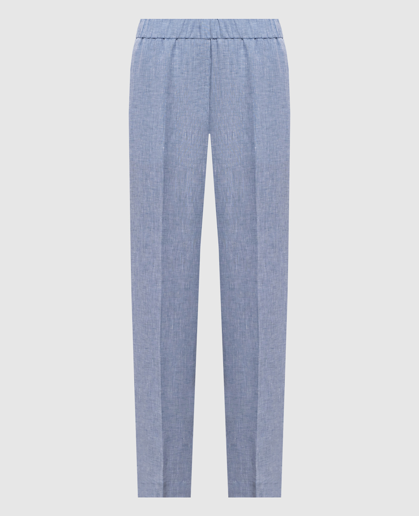 

Голубые брюки из льна, Голубой, Зауженные брюки