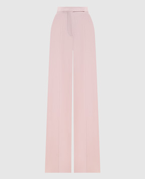 Max Mara Розовые брюки с высокой посадкой GIRONE из шерсти, кашемира и шелка MXMGIRONE