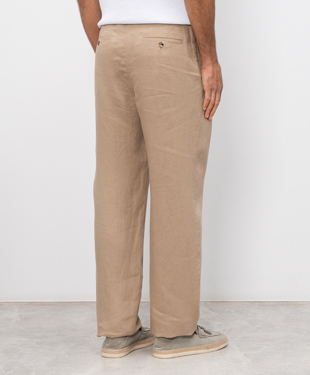 Agnona Бежевые брюки из льна T711U7YU3049 изображение 4