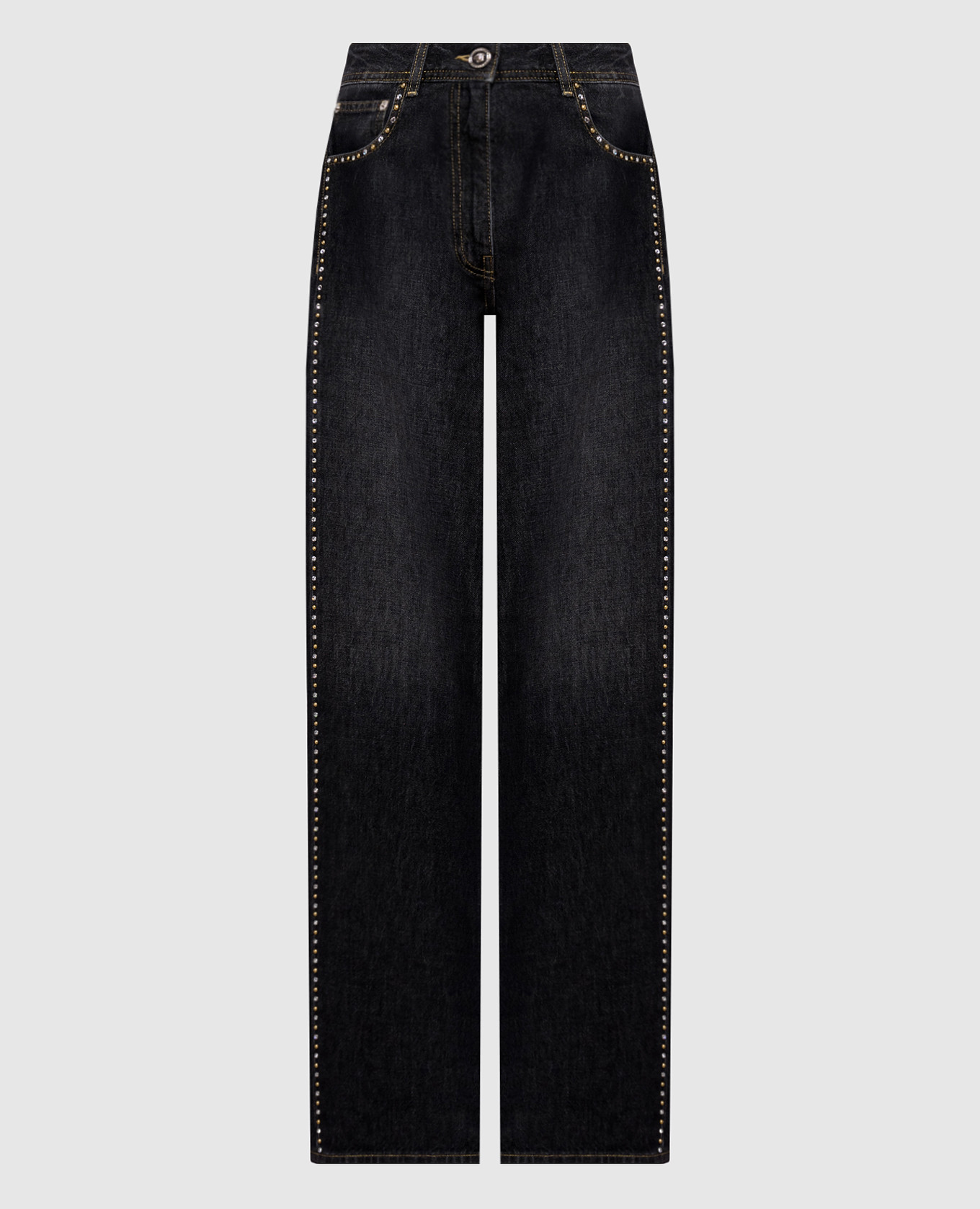 

Черные джинсы с логотип патч, Черный, Прямые джинсы