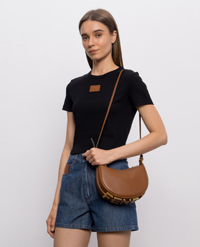 Fendi Коричневая кожаная сумка-хобо Fendigraphy Mini 8BS081A5DY