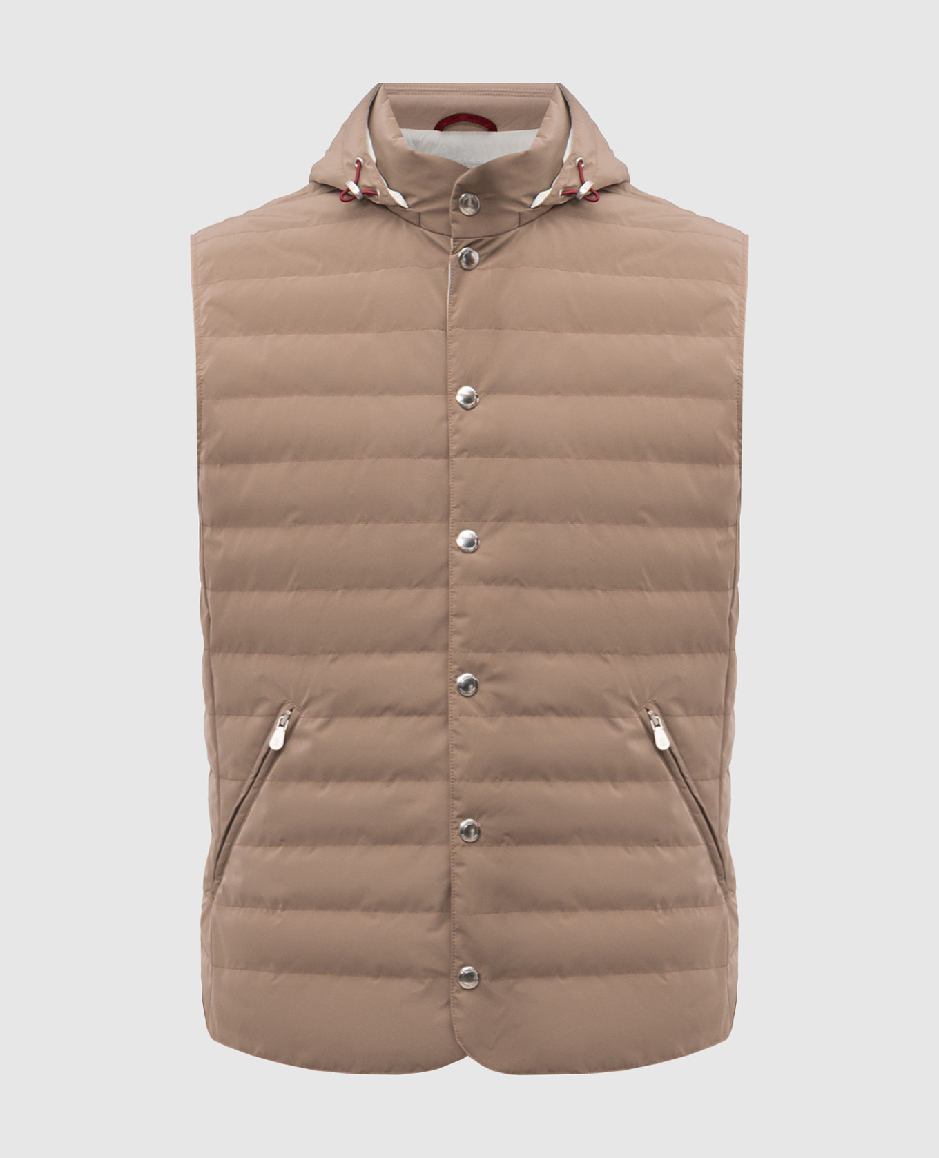 Коричневый пуховой жилет