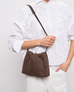 Brunello Cucinelli Коричневая сумка-кисет с цепочкой мониль MB3DD2808