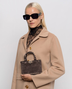 Valentino Замшевая коричневая сумка Rockstud 9W2P0AT0KQQ