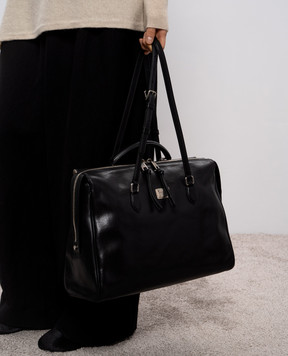 Dolce&Gabbana Чорна шкіряна сумка Vittoria з логотипом BB7845AW118