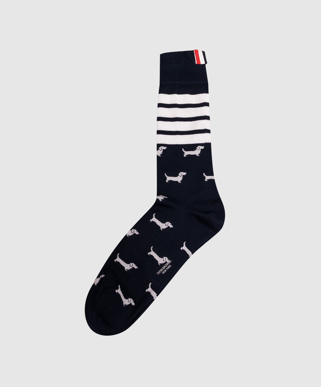 Thom Browne Сині шкарпетки у візерунок MAS200AY3012 зображення 2