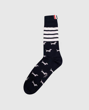 Thom Browne Сині шкарпетки у візерунок MAS200AY3012