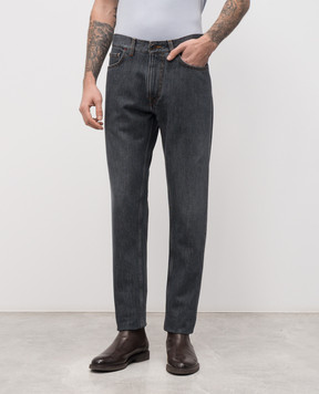ISAIA Серые джинсы с эффектом потертости PND005DJ127