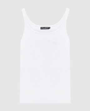 Dolce&Gabbana Білий топ в рубчик з вишивкою логотипа F8K97ZGDDL0
