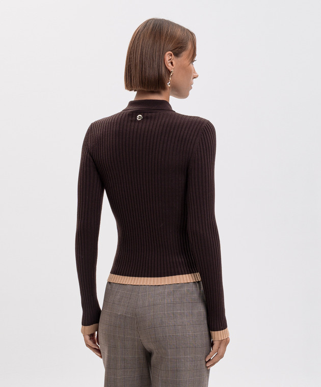 Twinset Коричневое поло с окантовкой 262AP3212 изображение 4
