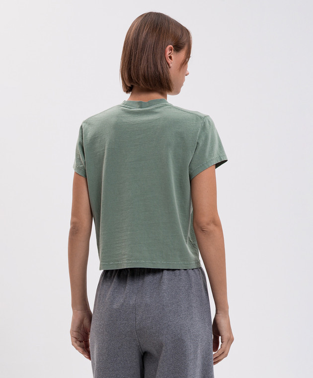 Alexander Wang Зеленая укороченная футболка с фактурным логотипом 1CC3261386 изображение 4
