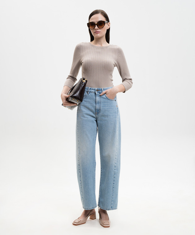 Solotre Бежевый топ в рубчик M3AB0039 изображение 2