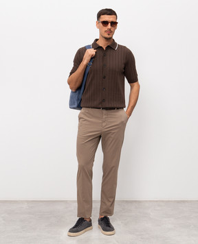 Peserico Коричнева сорочка в рубчик з короткими рукавами R59521F189173R