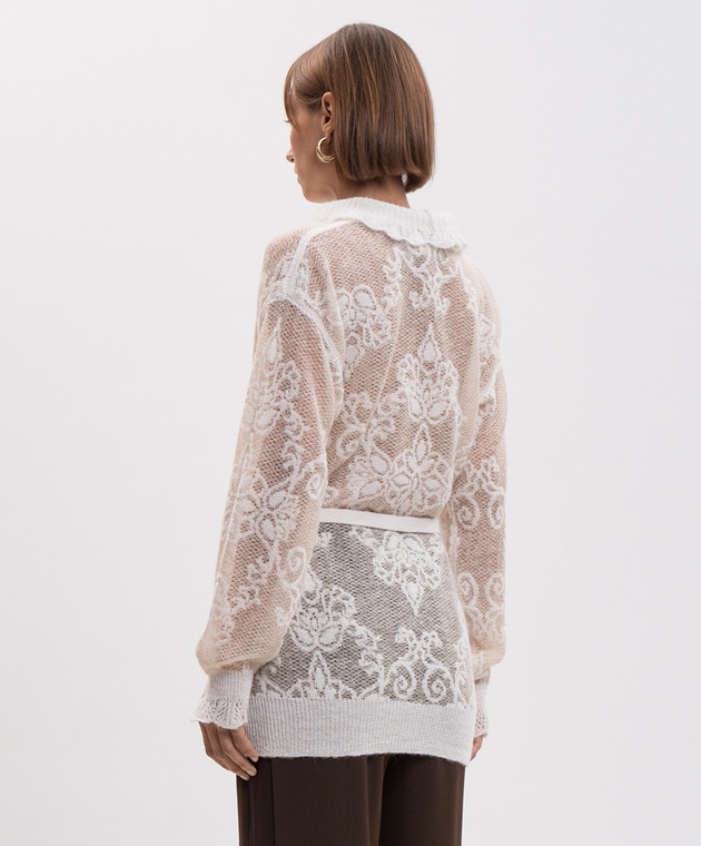 Twinset Ажурний светр кольору айворі з поясом 262TP3342 зображення 4