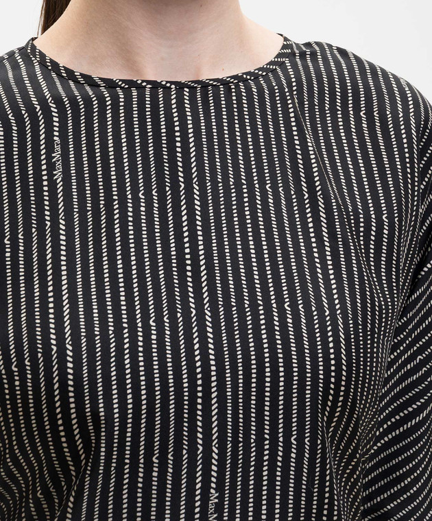 Max Mara Черная блуза NORDICA из шелка в принт MXMNORDICA изображение 5