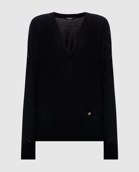 Balmain Черный пуловер из шерсти HF1KB045KJ99