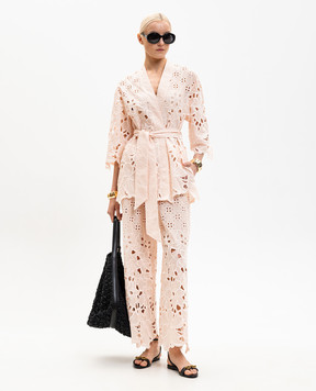 Ermanno Scervino Life Розовые ажурные брюки с вышивкой D484P603QYD