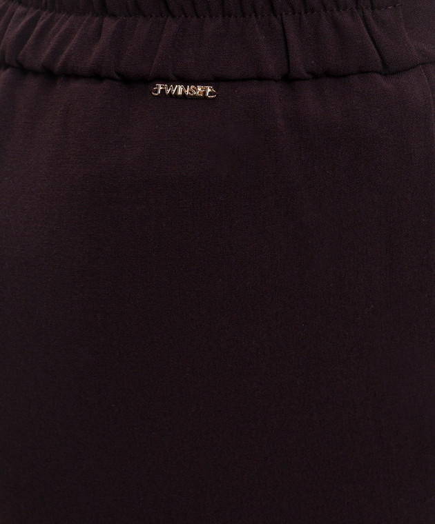 Twinset Бордовые брюки с фактурным логотипом 262TF2011 изображение 5
