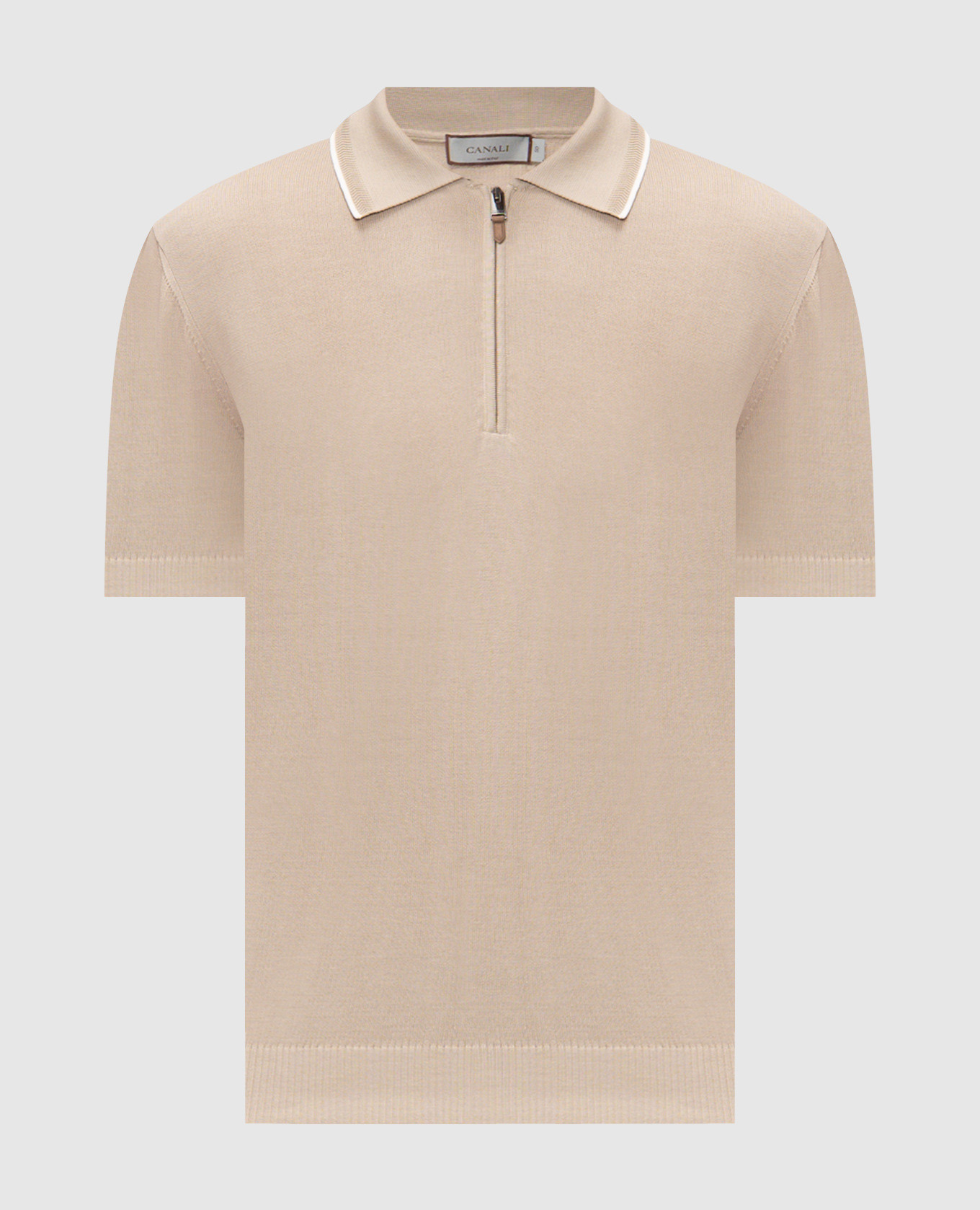 Бежевое поло с молнией