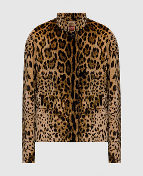 Max Mara Коричневая бархатная куртка STEDRO в леопардовый принт MSTEDRO