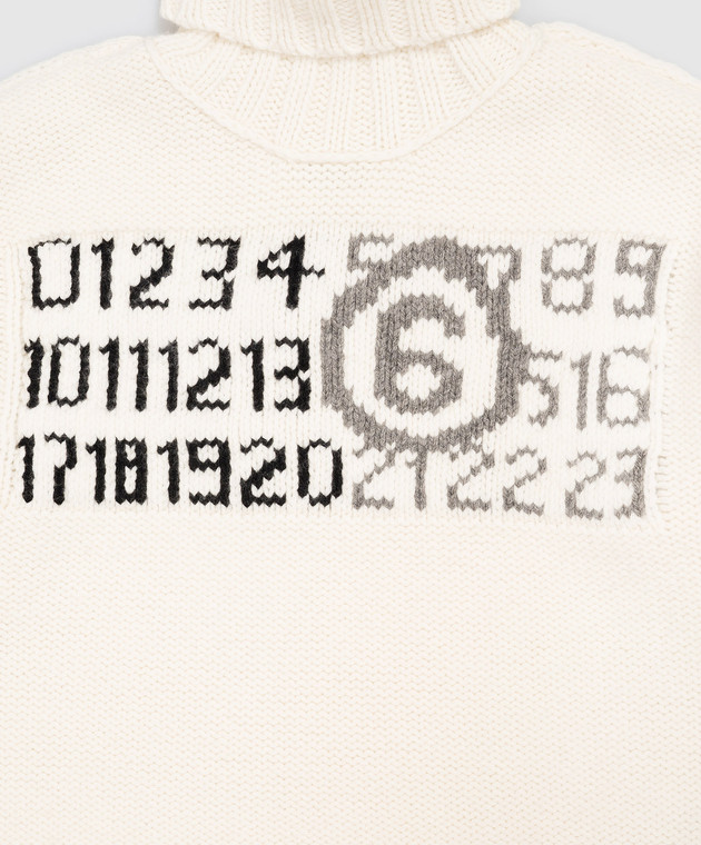 Maison Margiela MM6 Детский свитер с шерстью цвета айвори M61048MM08V изображение 3