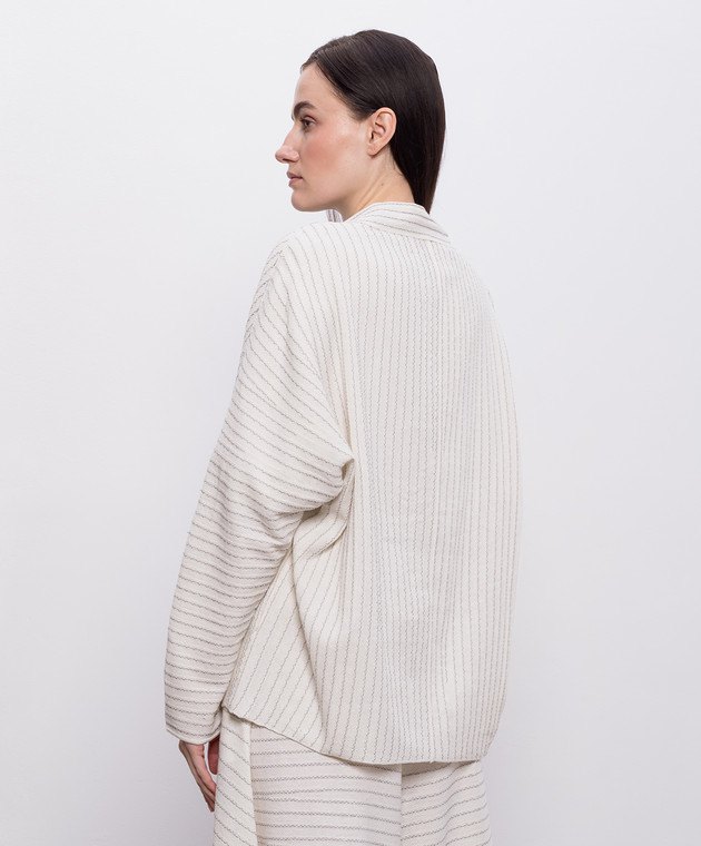 BOBOUTIC Кардиган кольору айворі із шовку та льону 5027 зображення 4