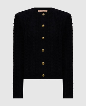 Twinset Черный кардиган с фактурным узором 262TP3101