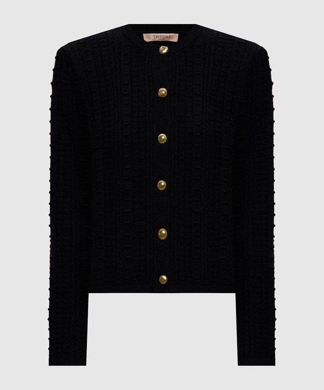 Twinset Черный кардиган с фактурным узором 262TP3101