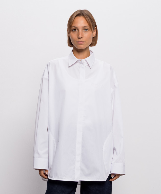 Off-White Белая рубашка с вышивкой логотипа 2FB00371T изображение 3