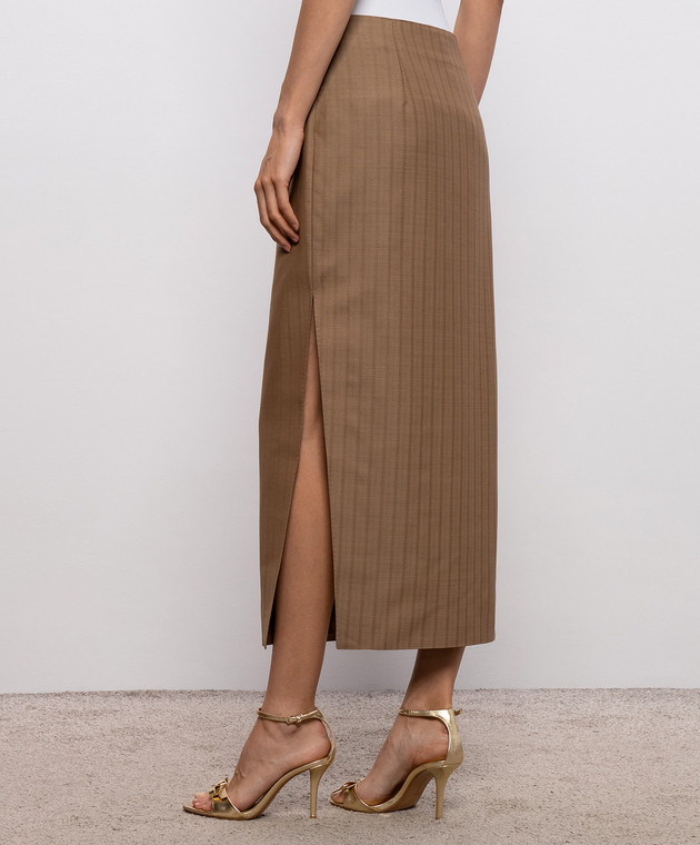 Etro Коричневая юбка из шерсти WRFA021499TJ213 изображение 3