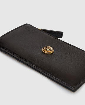 Versace Чорний шкіряний картхолдер з фактурною емблемою 10241911A17449