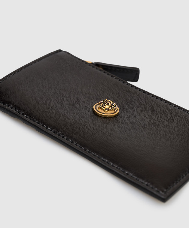 Versace Черный кожаный картхолдер с фактурной эмблемой 10241911A17449 изображение 3