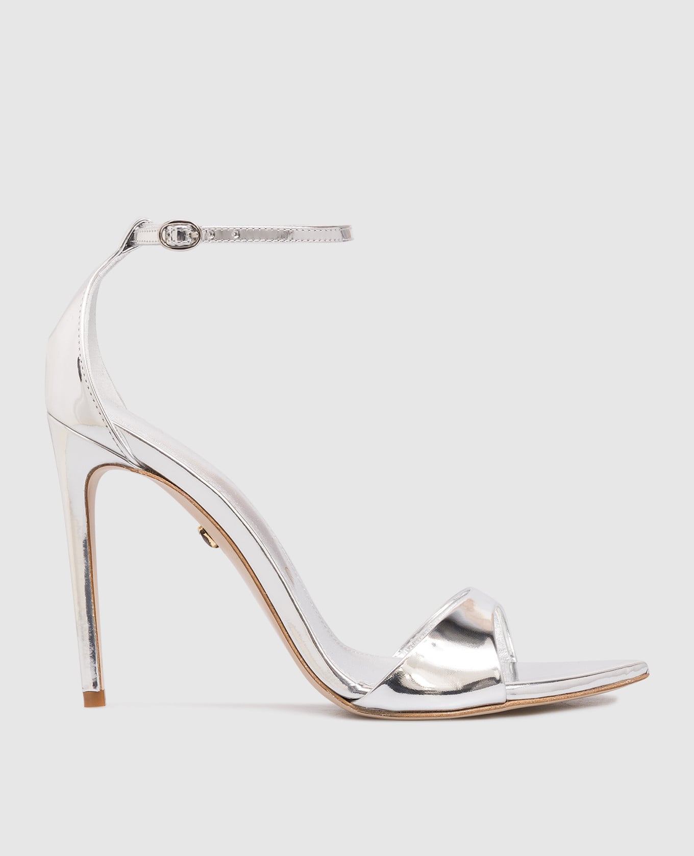 Серебристые кожаные босоножки