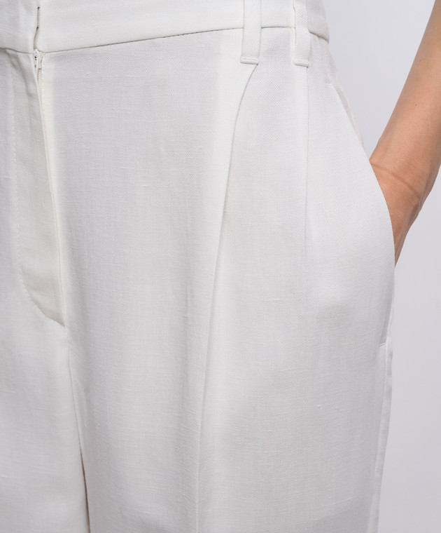 Brunello Cucinelli Белые брюки с леном с цепочкой мониль MH126P8292 изображение 5