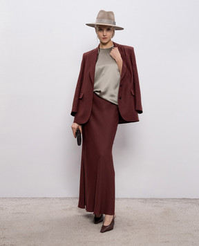 Brunello Cucinelli Блуза кольору хакі із шовку з ланцюжком M0C59DE310