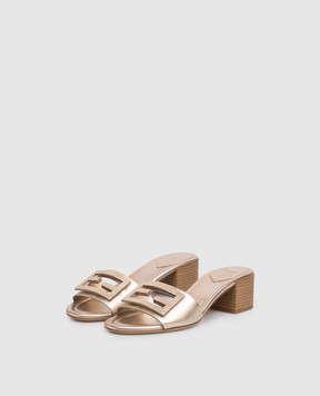 Fendi Золотые кожаные мюли Baguette 8R8862AY1R