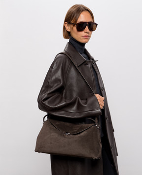 Toteme Коричнева замшева сумка T-lock 241WAL961LE0004