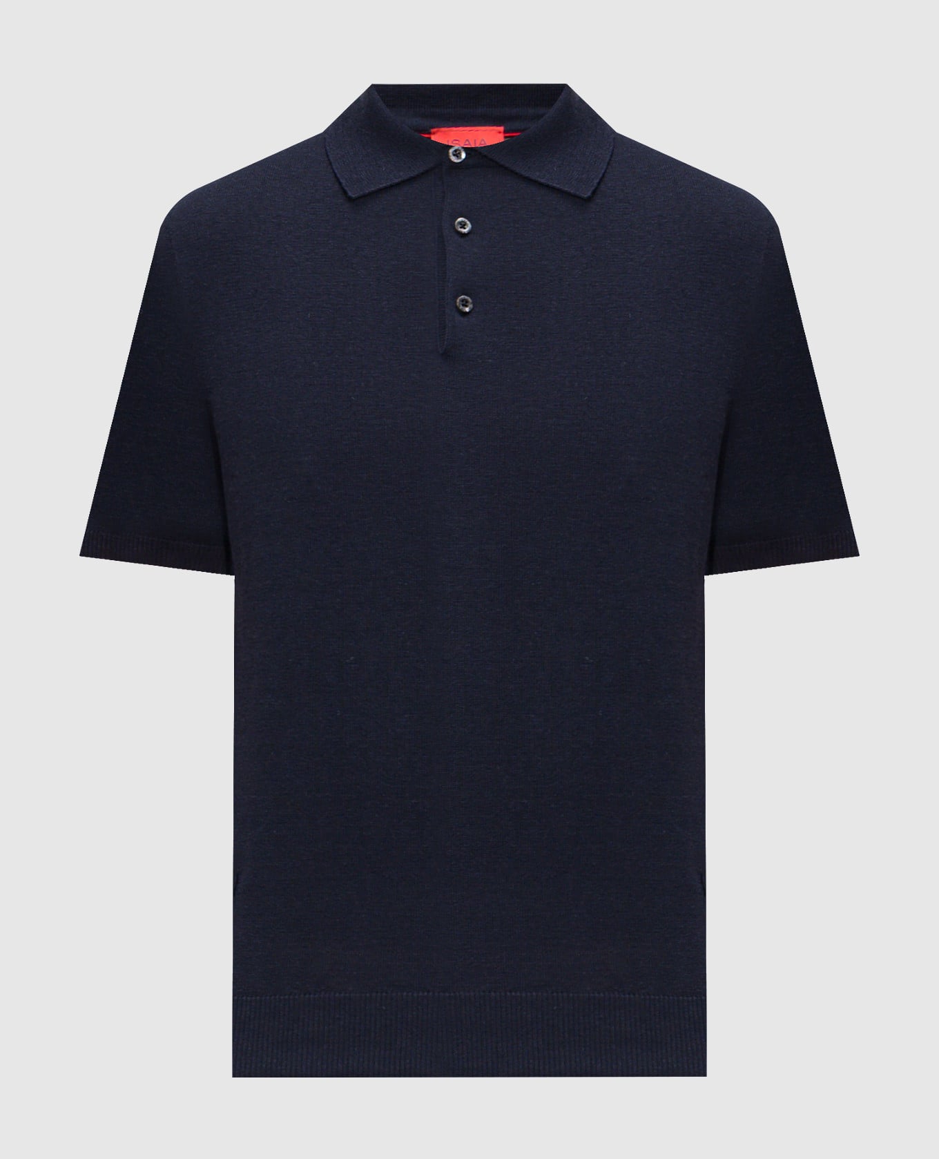 Синее поло из льна и шелка