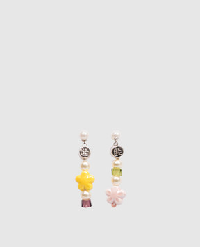 Off-White Белые серьги с брендовыми бусинами OWOD2A9S26MET001