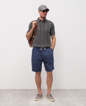 Brunello Cucinelli Поло серого цвета с льном M2L707815