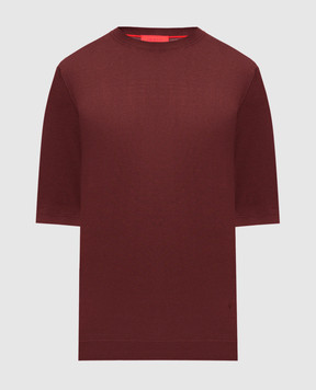 ISAIA Коричнева футболка із шовку та кашеміру MG8442Y0535