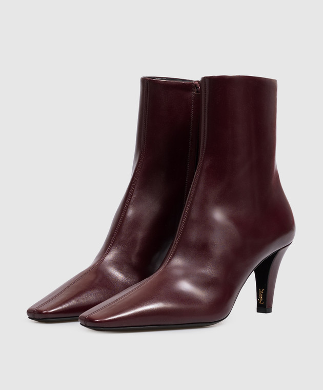 Saint Laurent Бордові шкіряні ботильйони JILL 806671AAEHW зображення 2