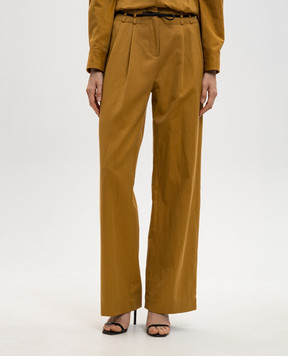 Twinset Коричневі штани з льоном 261TP2203