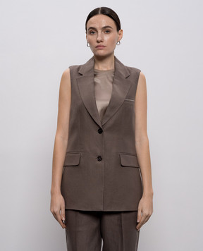 Peserico Коричневий жилет з льону A0303202606