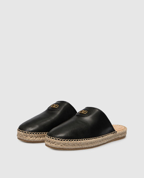 Valentino Чорні шкіряні мюлі з логотипом 8Y2S0M69UDX
