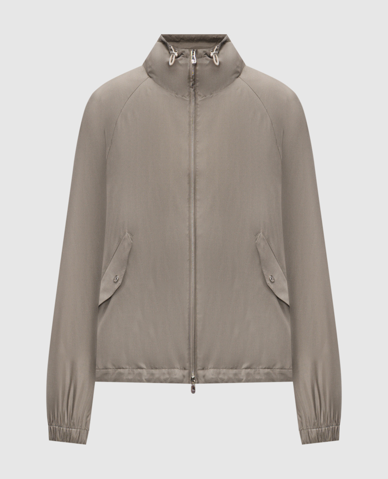 Куртка из шелка цвета хаки