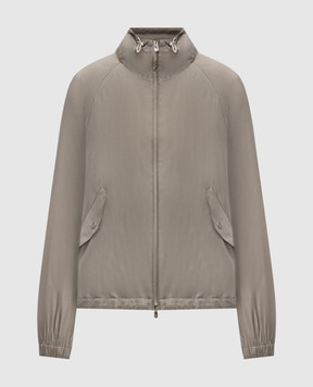 Brunello Cucinelli Куртка из шелка цвета хаки MZ4216542